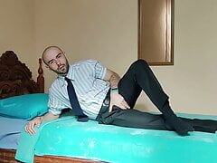 Hairy Businessman Striptease, Fingering Big Ass, Jerking Off and Cumming by Louis Ferdinando