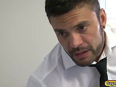 Nasty Rogan and Jay sucks big cock and gets a horny anal fuck in the office