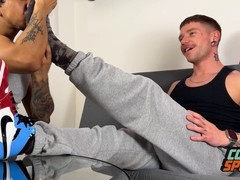 Colt Spence enjoys his furry hole getting filled after a foot worship session by a young one