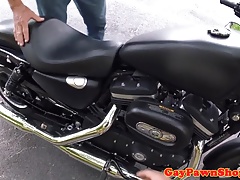 Pawning straight biker assfucked in office