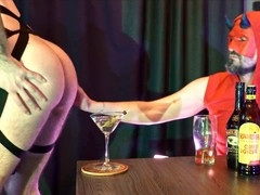 Private party where a waiter with a big cock cums into my cocktail