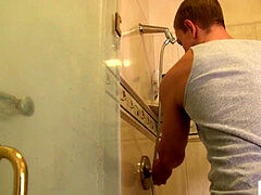 muscular hunk milks his gigantic cock