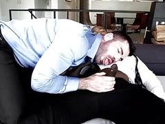 Two business man flip flop in a hotel room