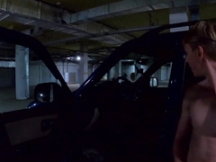 stud strokes in the underground parking