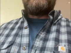 Father with a muddy jock runs away work to squirt a blast