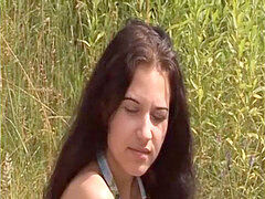 Hot outdoor threesome action with newly-turned 18-year-old bisexual teenagers