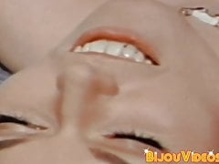 Pretty male sucks dick during vintage MMF threesome