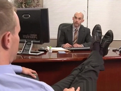 Suited officehunks pounding each other