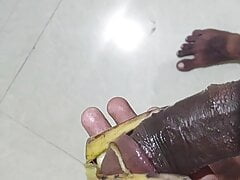 Cumming my black banana in balcony in heavy traffic