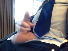 Suited Silver Fox Milks Off Solo