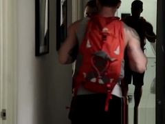 Blake Hunter inspects the ass of Allen Lucas barebacked