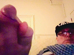 Grandfather jacks his fat wood and ejaculates.