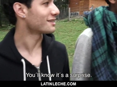 LatinLeche - Uber-Cute Latino Dude gets his Pink Pucker Creampied by A Strung Up Boy