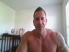 Bodybuilder On web camera