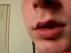 Smoking teen uses a Fleshlight for the first time