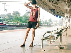 Cumshot at railway station hindu boy