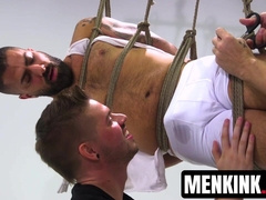 Hot Adam Ramzi taken down and edged by Lukas Tyler and Sebastian Keys