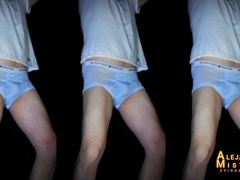 ALEJANDRO MISTRAL moves his hard-on in white lingerie