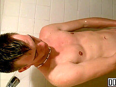 superb looking Nick drains lengthy hard dick in the shower