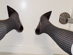 Messy High Heels and Dress Socks Cum