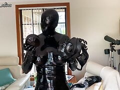 Shiny Latex Mannequin In Gas Mask