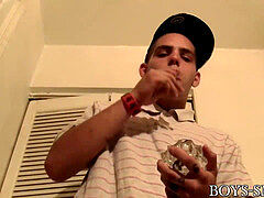 faggot thug smokes and plays with a shaft pump solo