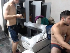 Buddy jerks off with roommate in room!