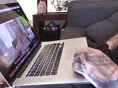 Two muscled straight guys work out and blow some steam after