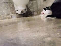 Very risky open public restroom strip and anal