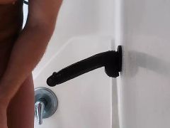 White sissy bbc dildo shower