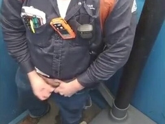 Bearded Hunk Strokes Cock Outdoors in a Porty Potty7777