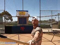 Tatted Baseball Playes Has Hole Batted By Jock- NDB