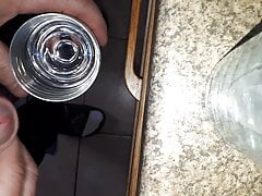 Sperm collected in the champagne glass.