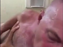 Red-Hot unshaved dad gargle boner
