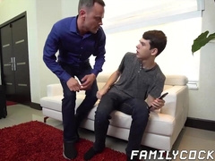 Stepfather sucks young dick before bare banging his lover