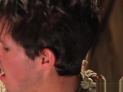 Bondage stud flogged and tugged till cumshot
