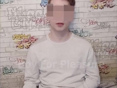 Teenager guy strokes off and drinks jism