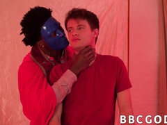 Hooded tatted boy bi-racial without a condom completes with internal ejaculation