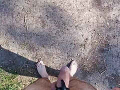 Cumming fully naked in open car park