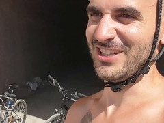 European and Latin gay men masturbating outdoors
