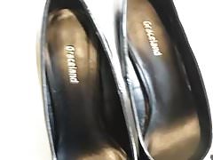 cum inside shine black high heels