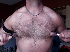 hairy pecs gay nipple pump