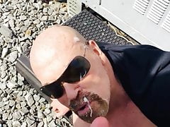 Hairy man facial outside