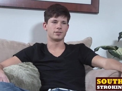 Big fat dick twink Aaron gets to wank it hard and fast