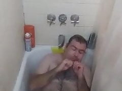 NerdyBiBear - shower dry hump and stroke