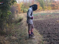 Encasement in Fishnet Gimp Outfit, Micro-Skirt, Hoodie