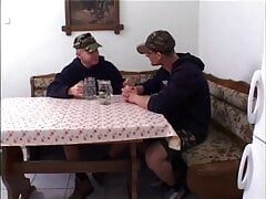 Manly dude opens his legs wide for horny stud to fuck him