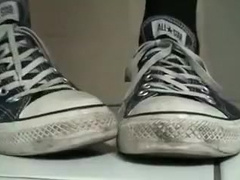 Converse Sneakers & Rubber Jockstrap Jerk Off