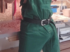 Pig Hoe Tugging off meaty phat Jizz-shotgun n the workshop