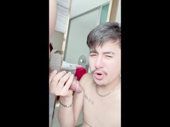 Chinese babe masturbates, gives blowjob, and gets anal fucked